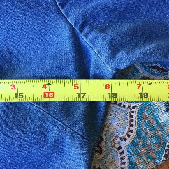 Starwear Jeans Denim Mini Dress Vintage Embroidered Laced Neckline Side Zipper S - Picture 7 of 16